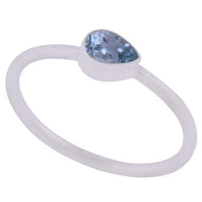 Birthstone Blue Topaz - December 925 Sterling Silver Ring